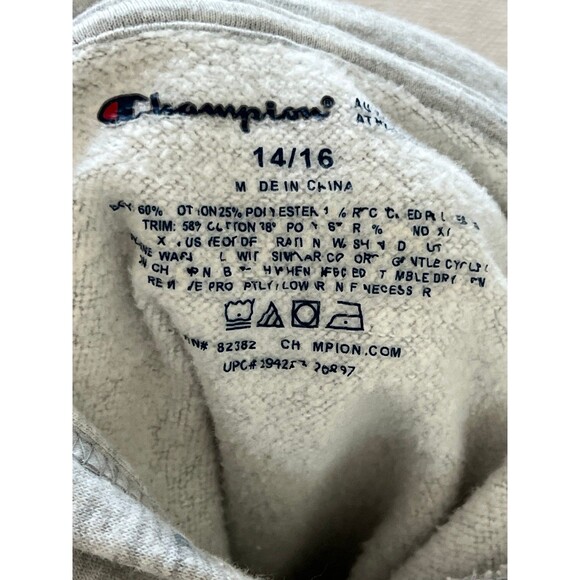 Girls Gray Grey Long Sleeve Sweatshirt Hoody Top by Champion sz 14/16 - Picture 5 of 5
